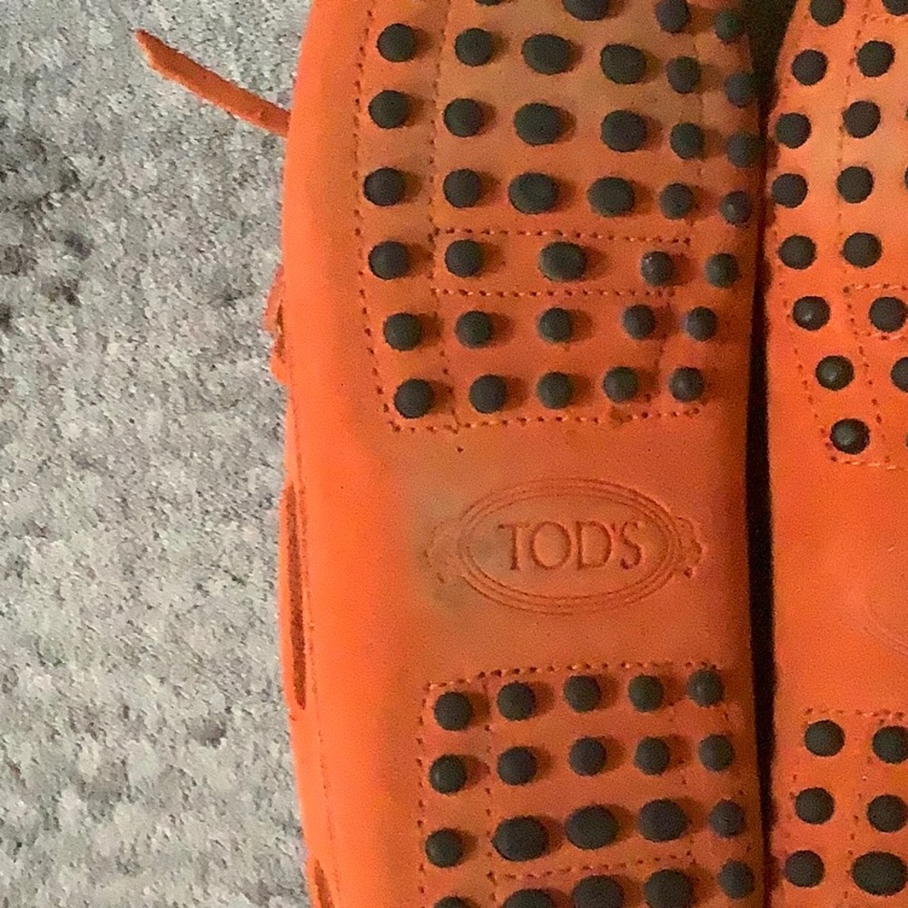 TOD'S Moccasin Suede Driving Loafers Burnt Orange Size 37 - Picture 12 of 14